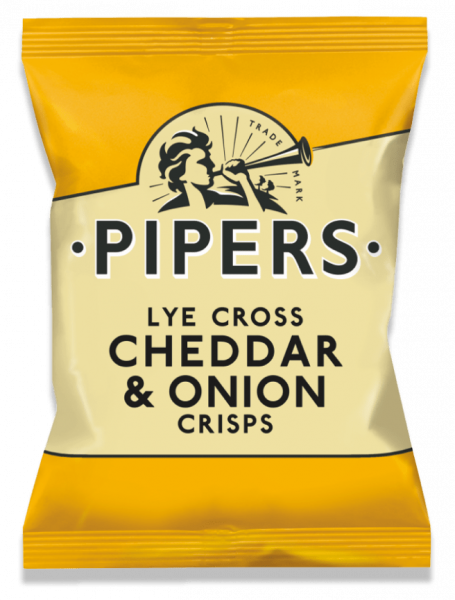 Pipers Crisps Cheddar & Onion 24 x 40g (Snacks)