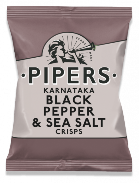Pipers Crisps Black Pepper & Sea Salt 24 x 40g (Snacks)